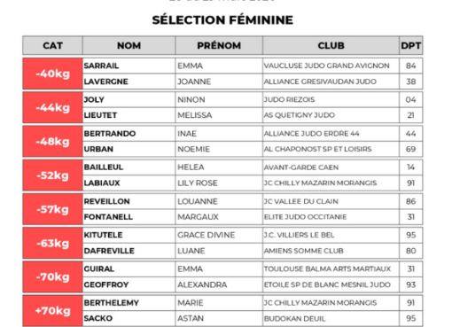 EDF cadets : les sélectionnés pour la République tchèque